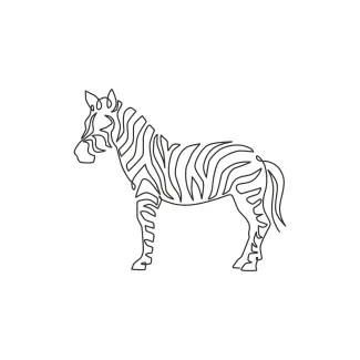 "Minimalist Zebra-Horse Drawing: Illustrating Strength and Style in One Continuous Stroke"