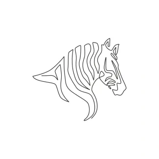 Zebra Head Horse "Minimalist Zebra-Horse Sketch: Expressing a Unique and Dynamic Creature with Simple Strokes"