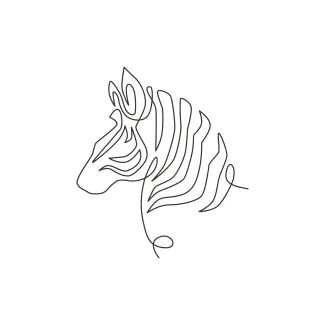 Elegant Zebra Head "Minimalist Zebra Head Sketch: Illustrating Beauty and Contrast with One Artistic Stroke"