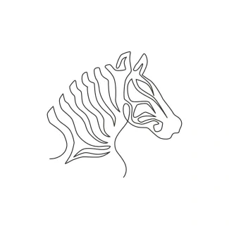 Zebra Head "One Line Zebra Head Illustration: Capturing Elegance and Distinctive Features with Minimalist Art"