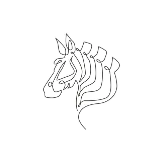 Zebra Head Horse "One Line Zebra-Horse Hybrid Art: Depicting a Unique and Powerful Animal with Minimalist Style"