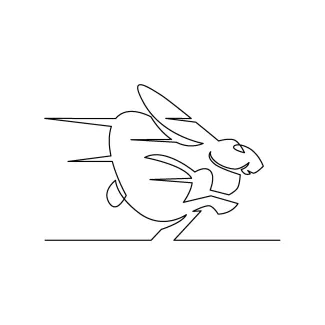 "Continuous Line Running Hare Sketch: Depicting Speed and Energy in One Line Art"