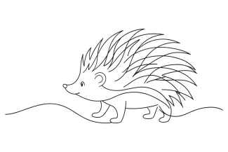 Simple Hedgehog One Line Drawing: Great Nature Animal for Easy Art Practice
