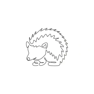 Hedgehog in Simple Line Art: Forest Animal Drawing for Beginners