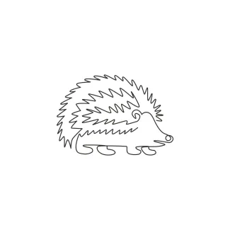 One Line Hedgehog Drawing: Practice Round Animal Shapes Simply