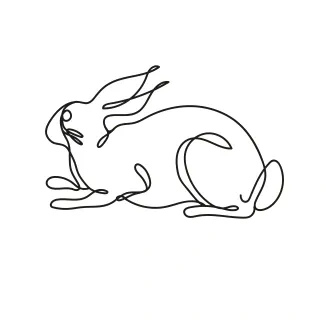 Cute Rabbit "One Line Rabbit Drawing: Capturing an Adorable and Playful Animal with Minimalist Art"