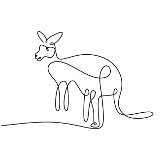 Kangaroo "Minimalist Kangaroo Sketch: A One Line Study of Agile Wildlife Creatures"