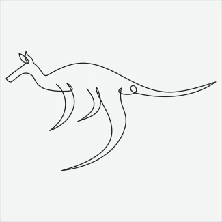 "Single Line Kangaroo Art: Illustrating Strength and Motion with Simple Artistic Strokes"
