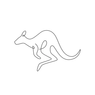 Kangaroo "Minimalist Kangaroo Illustration: A One Line Study of Poised and Active Wildlife Forms"