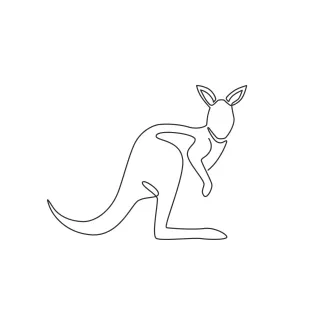 Kangaroo "Minimalist Kangaroo Art: A Single-Line Study of Strength and Iconic Wildlife Figures"