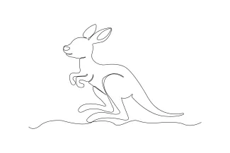 Kangaroo "Continuous Line Kangaroo Art: Capturing Strength and Agility with One Artistic Stroke"