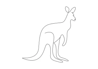 "One Line Kangaroo Illustration: Capturing Motion and Form with a Simple Artistic Stroke"
