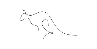 Kangaroo "One Line Kangaroo Sketch: Simple Art to Illustrate Strength and Motion"