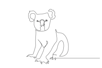 Koala Koala One Line Drawing: Learn Easy Animal Art with a Tree Climber