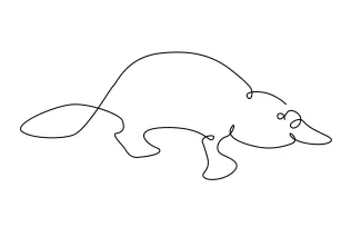 Platypus "Minimalist Platypus Drawing: A One Line Study of Unique and Recognizable Wildlife Figures"