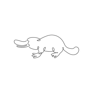 Platypus "Minimalist Platypus Drawing: A One Line Study of Playful and Recognizable Wildlife Creatures"