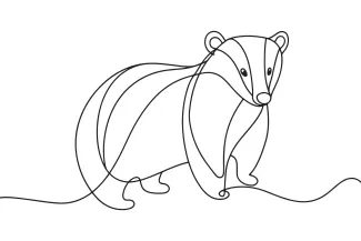 Badger One Line Drawing: Learn to Sketch with Simple and Bold Lines