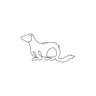 Easy Ferret Drawing with One Line: Great Practice for Animal Proportions
