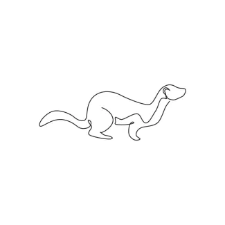 Weasel One Line Drawing of a Weasel: Practice Slim Animal Shapes with Simple Lines
