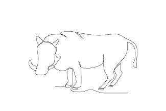 Warthog Warthog in Simple One Line Drawing: A Fun Animal to Explore Through Art
