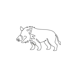 "Continuous Line Warthog Drawing: Expressing Strength and Character in One Simple Stroke"
