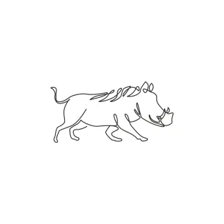 Warthog African Savanna Pig "One Line Warthog Art: Capturing a Tough and Adaptable Animal with Minimalist Techniques"