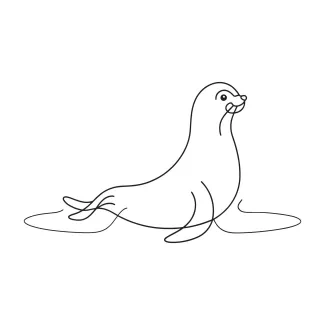 Seal Animal Simple One Line Seal Drawing for Practicing Animal Outlines