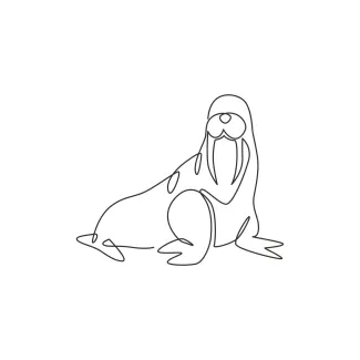 Giant Walrus "One Line Giant Walrus Drawing: A Minimalist Approach to Marine Strength"