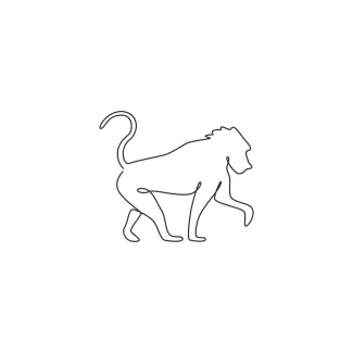 Baboon "Minimalist Baboon Sketch: A One-Line Study of Strong and Expressive Wildlife Figures"