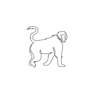 Walking Baboon "Minimalist Walking Baboon Sketch: A One-Line Study of Recognizable Wildlife Motion"