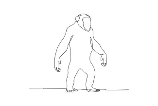 Chimpanzee "Minimalist Chimpanzee Sketch: A One-Line Study of Expressive and Intelligent Wildlife Figures"