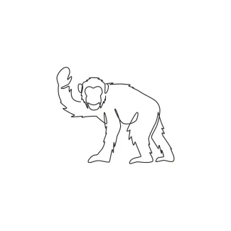 Jumping Chimpanzee "Minimalist Jumping Chimpanzee Drawing: A One-Line Study of Energetic Wildlife Motion"