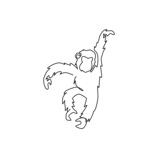 Jumping Chimpanzee "Minimalist Jumping Chimpanzee Illustration: A One-Line Study of Wildlife Motion and Playfulness"