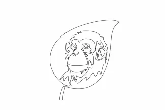 Chimpanzee Head "One-Line Chimpanzee Head Art: A Minimalist Approach to Capturing Wildlife Expression"