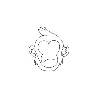 Thinking Chimpanzee Head "Minimalist Thinking Chimpanzee Head Sketch: A One-Line Study of Thoughtful Wildlife Expressions"