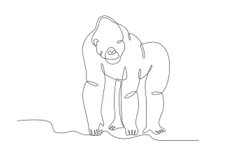 "Minimalist Gorilla Sketch: A One-Line Study of Iconic Primate Forms"