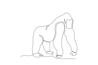 "One-Line Gorilla Art: A Simplified Approach to Capturing Wildlife Strength and Thoughtfulness"