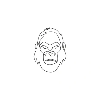 Strong Gorilla Head Drawing: One-Line Sketching for Big Primate Faces