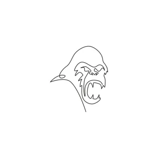 Gorilla Face Drawing in One Line: Simple Practice of Powerful Apes