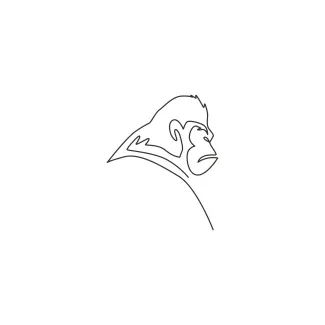 One-Line Drawing of Gorilla Head: Study the Features of Large Apes