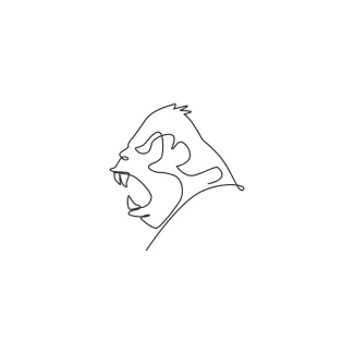 Gorilla Primate Head in One Line: Simple Animal Face for Sketching
