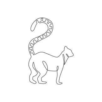 Lovely Adorable Lemur "One-Line Lovely Lemur Sketch: A Minimalist Approach to Playful Wildlife Features"