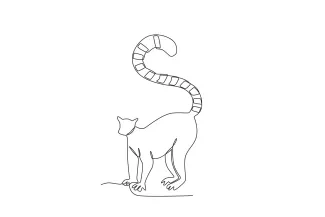 "One-Line Long-Tailed Lemur Drawing: A Minimalist Approach to Agile Wildlife Forms"