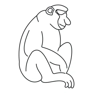Macaque One Line Drawing of a Macaque for Kids Learning Simple Animal Art