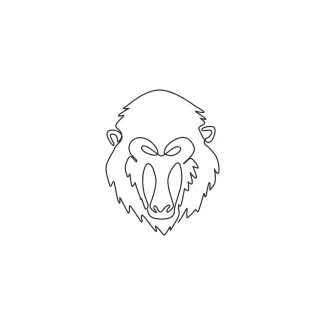 Exotic Mandrill Head in One Line for Practicing Animal Face Shapes