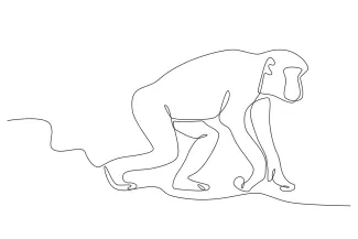 Easy One Line Chimpanzee Drawing for Practicing Primate Expressions
