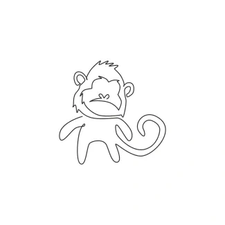 Walking Monkey Walking Monkey in One Line: Simple Animal Movement Drawing Practice