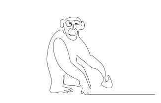 One Line Chimpanzee Drawing for Practicing Facial Shapes and Body Balance