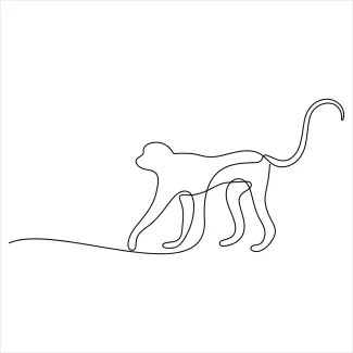 Monkey Wildlife Fauna One Line Monkey Wildlife Drawing for Exploring Nature and Simple Art Skills