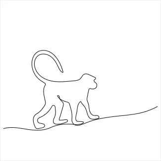 Monkey Wildlife Fauna Wildlife Monkey One Line Drawing for Nature-Themed Art Lessons